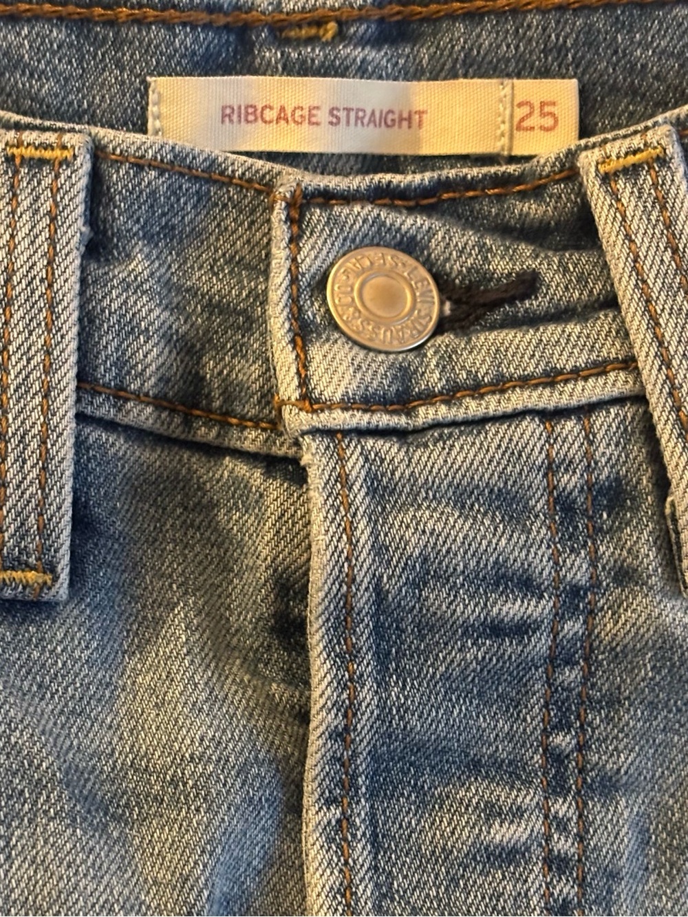 Levi’s Ribcage Straight Jeans Size 25 High Rise Light Wash Stretch Denim 25x32 - Picture 3 of 13
